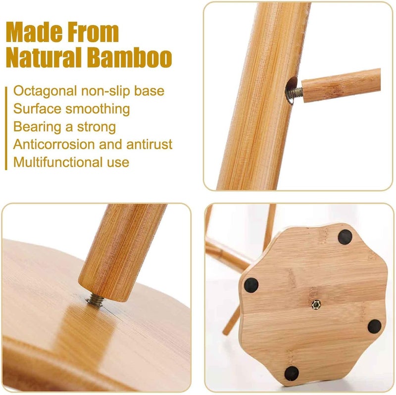 Gihunk Bamboo Countertop Mug Tree Stand with 6 Hooks, Octagon Base Coffee Cup Tree - Image 1